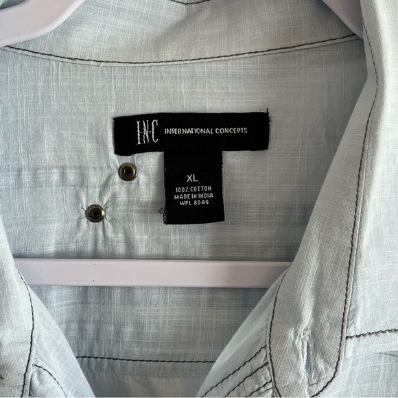 INC International Concepts Button Up Long Sleeve Shirt Light Blue Size XL - Picture 8 of 9